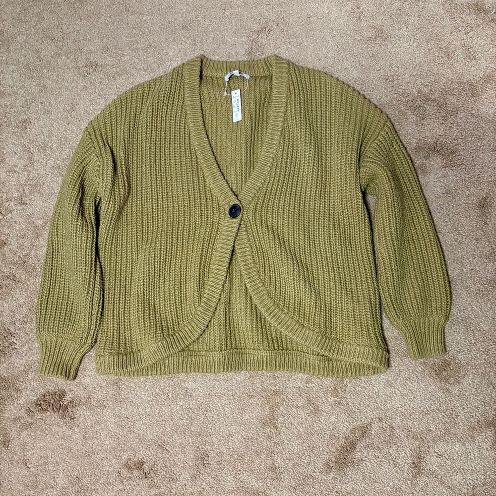 Madewell Shirttail Cardigan One Button Mustard Cardigan Sweater Size XXS NWT